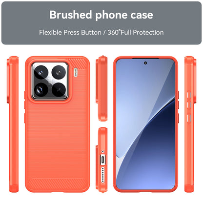Xiaomi 15 Pro Carbon Fiber Brushed Texture TPU Protective Phone Case Shockproof Slim Cover
