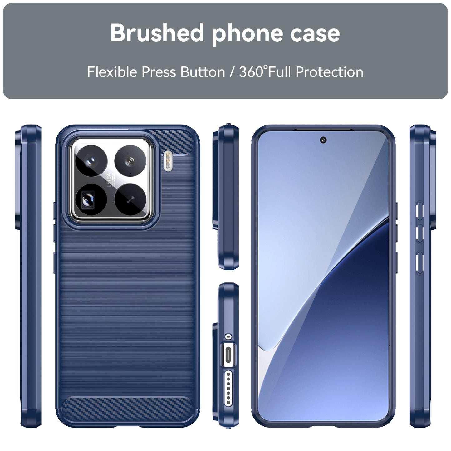Xiaomi 15 Pro Carbon Fiber Brushed Texture TPU Protective Phone Case Shockproof Slim Cover