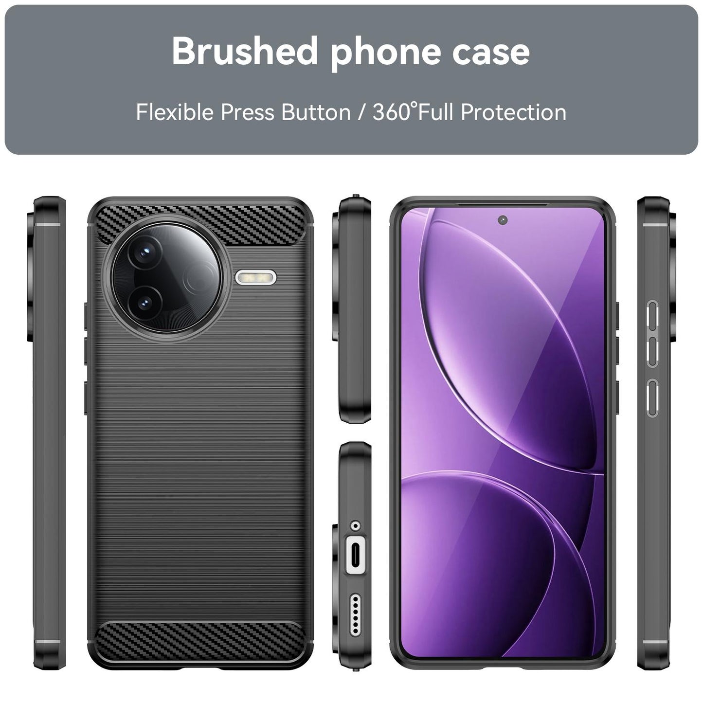 Xiaomi Poco F7 Pro Carbon Fiber Brushed Texture TPU Protective Phone Case Shockproof Slim Cover