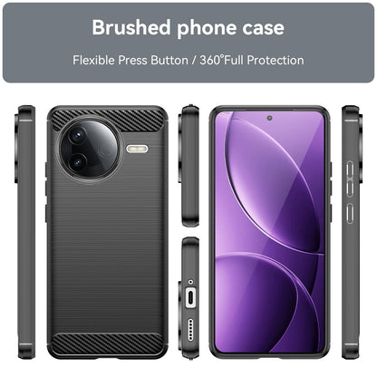 Xiaomi Poco F7 Pro Carbon Fiber Brushed Texture TPU Protective Phone Case Shockproof Slim Cover