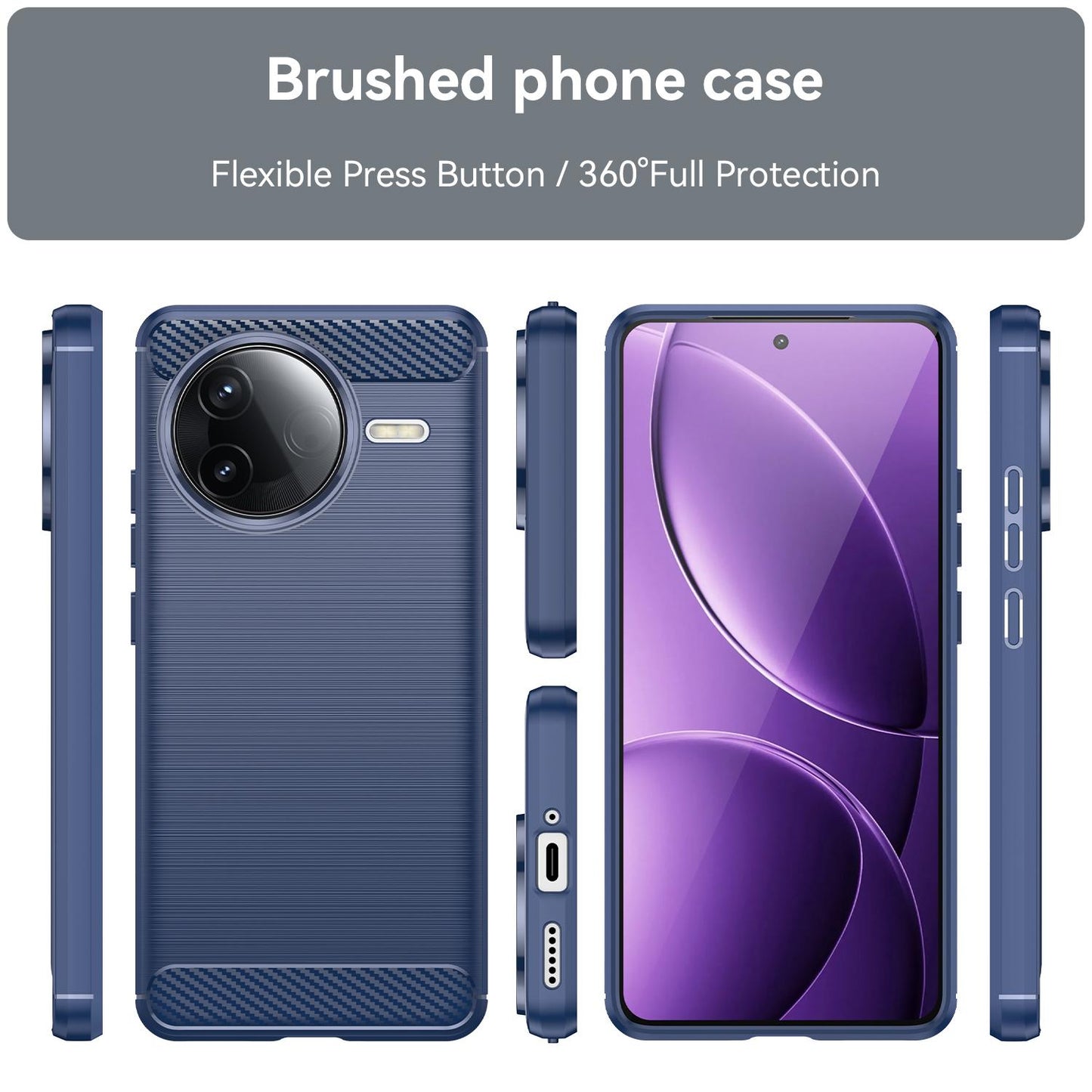 Xiaomi Poco F7 Pro Carbon Fiber Brushed Texture TPU Protective Phone Case Shockproof Slim Cover