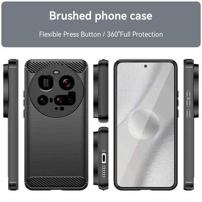 Xiaomi 15 Ultra Carbon Fiber Brushed Texture TPU Protective Phone Case Shockproof Slim Cover