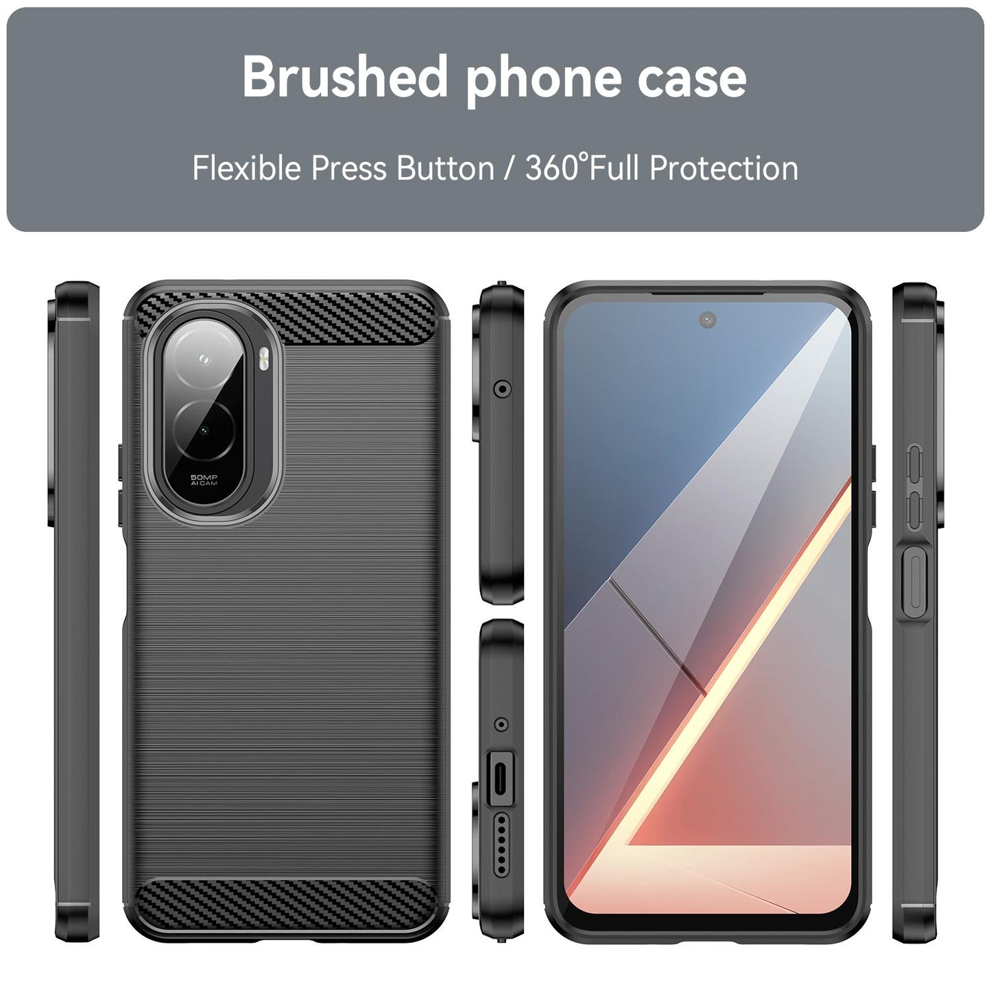 Xiaomi Poco M7 4G 169mm Carbon Fiber Brushed Texture TPU Protective Phone Case Shockproof Slim Cover