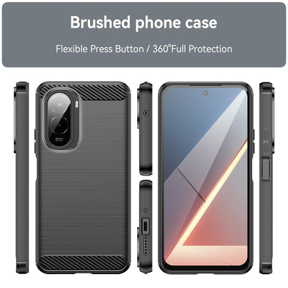 Xiaomi Poco M7 4G 169mm Carbon Fiber Brushed Texture TPU Protective Phone Case Shockproof Slim Cover