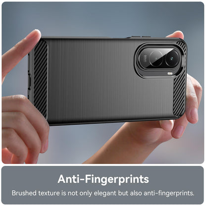 Xiaomi Poco M7 4G 169mm Carbon Fiber Brushed Texture TPU Protective Phone Case Shockproof Slim Cover