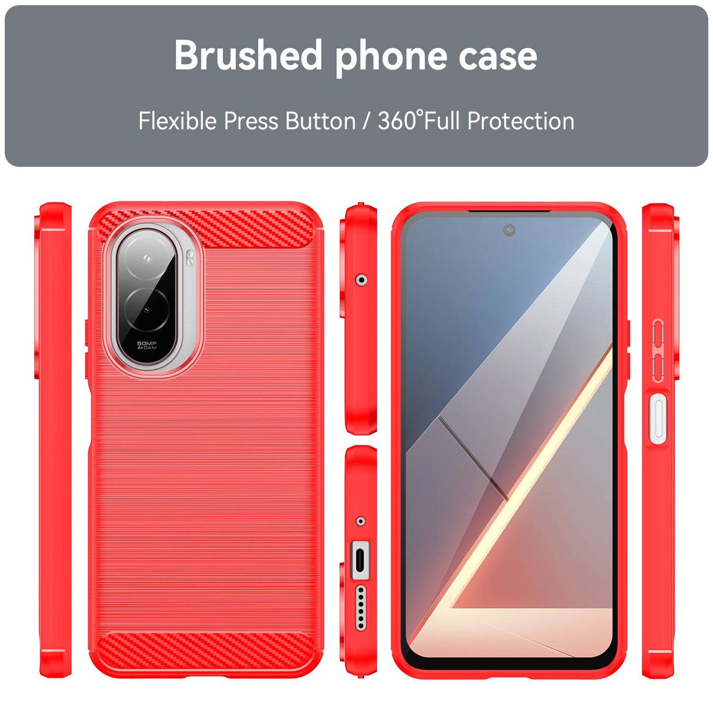 Xiaomi Poco M7 4G 169mm Carbon Fiber Brushed Texture TPU Protective Phone Case Shockproof Slim Cover