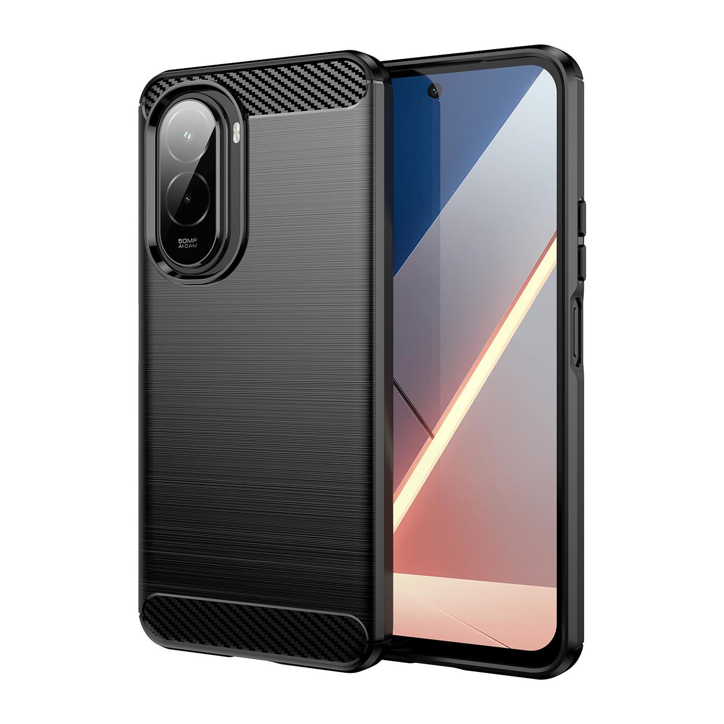Xiaomi Poco M7 Plus 5G Carbon Fiber Brushed Texture TPU Protective Phone Case Shockproof Slim Cover