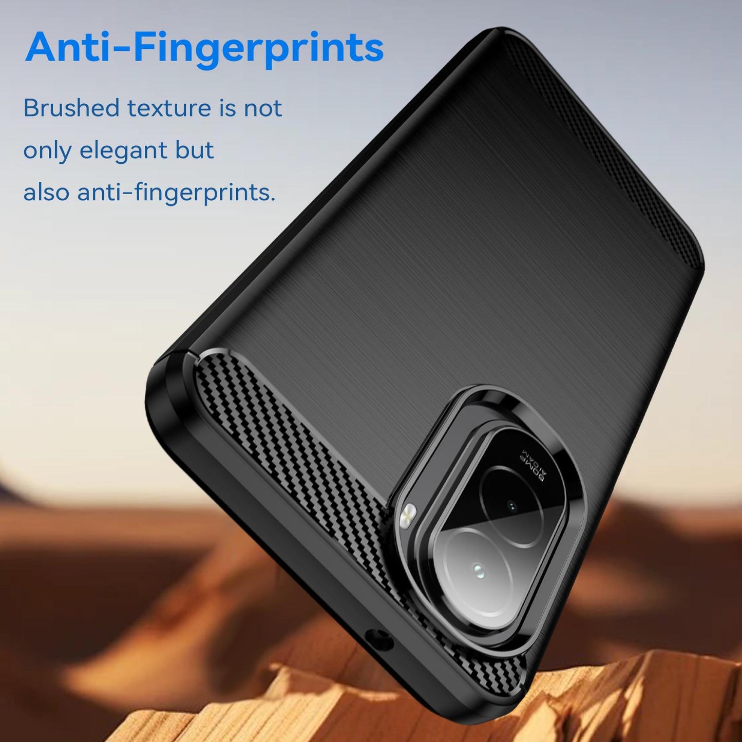 Xiaomi Poco M7 Plus 5G Carbon Fiber Brushed Texture TPU Protective Phone Case Shockproof Slim Cover