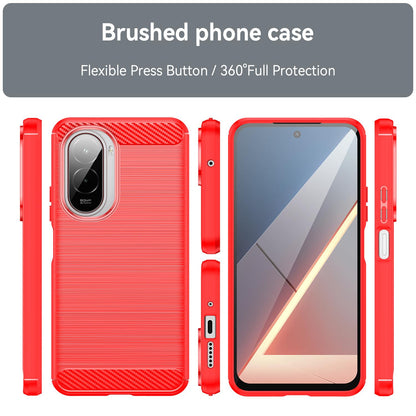 Xiaomi Poco M7 Plus 5G Carbon Fiber Brushed Texture TPU Protective Phone Case Shockproof Slim Cover