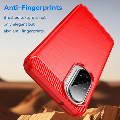Xiaomi Poco M7 Plus 5G Carbon Fiber Brushed Texture TPU Protective Phone Case Shockproof Slim Cover
