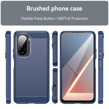 Xiaomi Poco M7 Plus 5G Carbon Fiber Brushed Texture TPU Protective Phone Case Shockproof Slim Cover