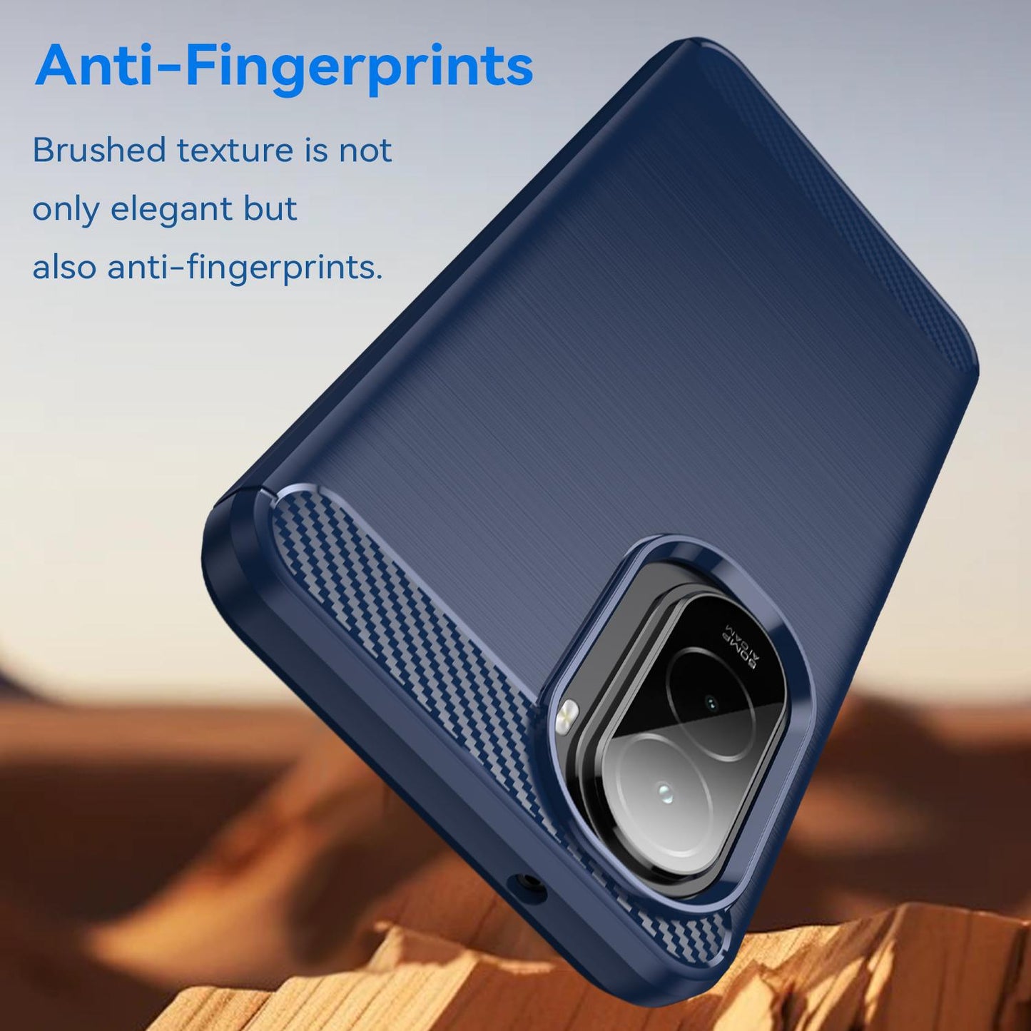 Xiaomi Poco M7 Plus 5G Carbon Fiber Brushed Texture TPU Protective Phone Case Shockproof Slim Cover