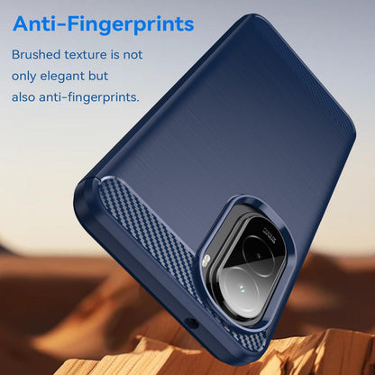Xiaomi Poco M7 Plus 5G Carbon Fiber Brushed Texture TPU Protective Phone Case Shockproof Slim Cover