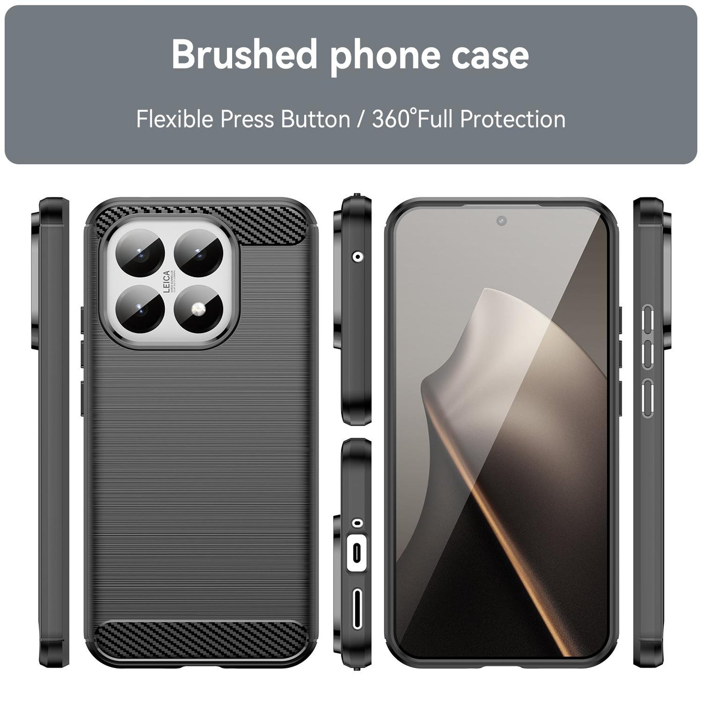 Xiaomi 15T 5G Carbon Fiber Brushed Texture TPU Protective Phone Case Shockproof Slim Cover
