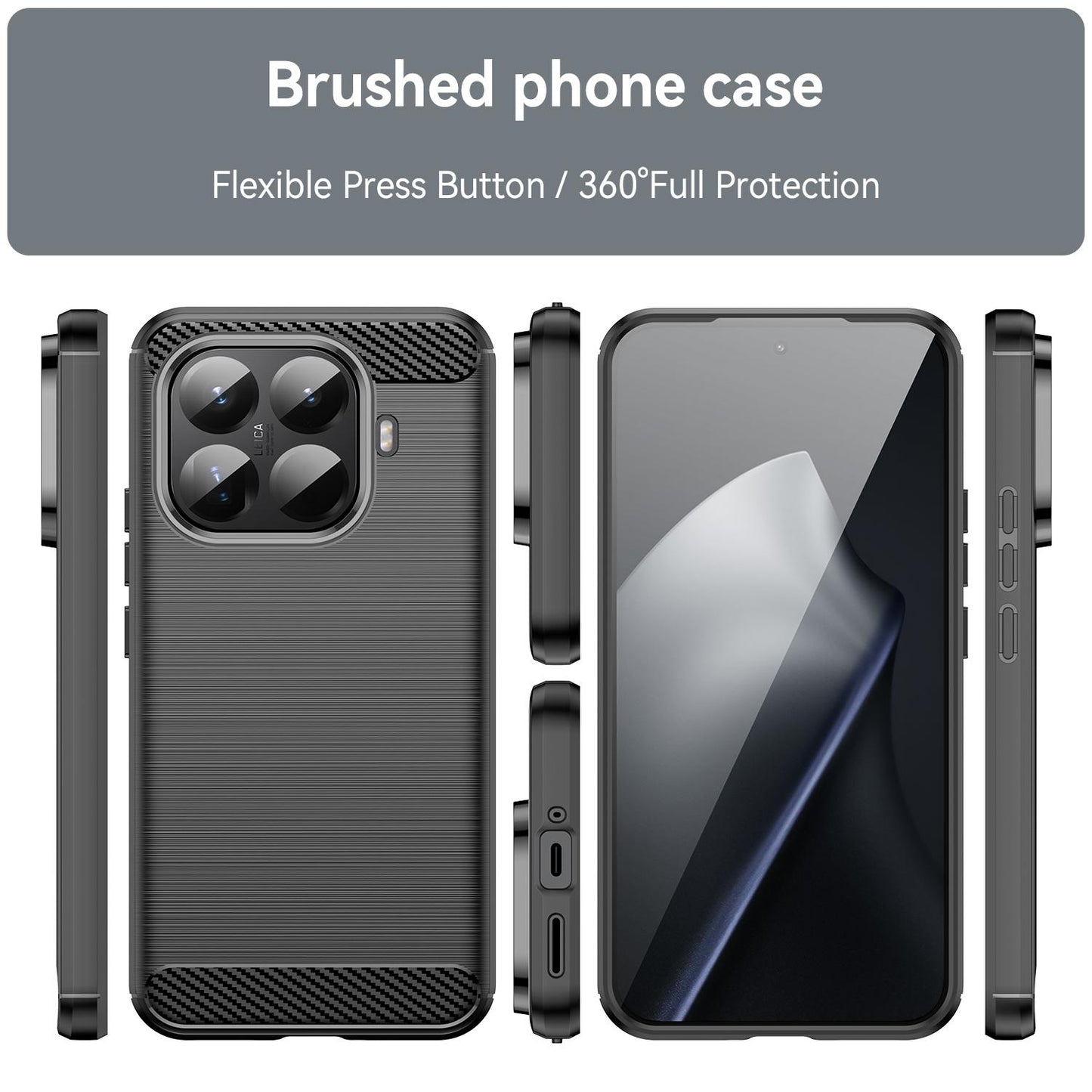 Xiaomi 15T Pro 5G Carbon Fiber Brushed Texture TPU Protective Phone Case Shockproof Slim Cover