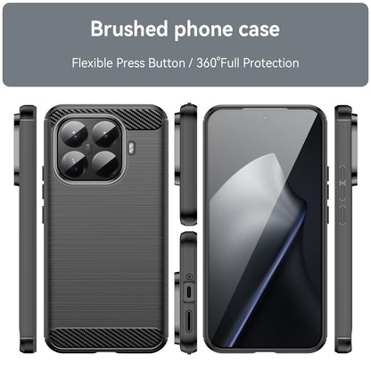 Xiaomi 15T Pro 5G Carbon Fiber Brushed Texture TPU Protective Phone Case Shockproof Slim Cover