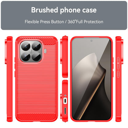 Xiaomi 15T Pro 5G Carbon Fiber Brushed Texture TPU Protective Phone Case Shockproof Slim Cover