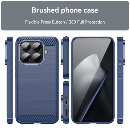 Xiaomi 15T Pro 5G Carbon Fiber Brushed Texture TPU Protective Phone Case Shockproof Slim Cover