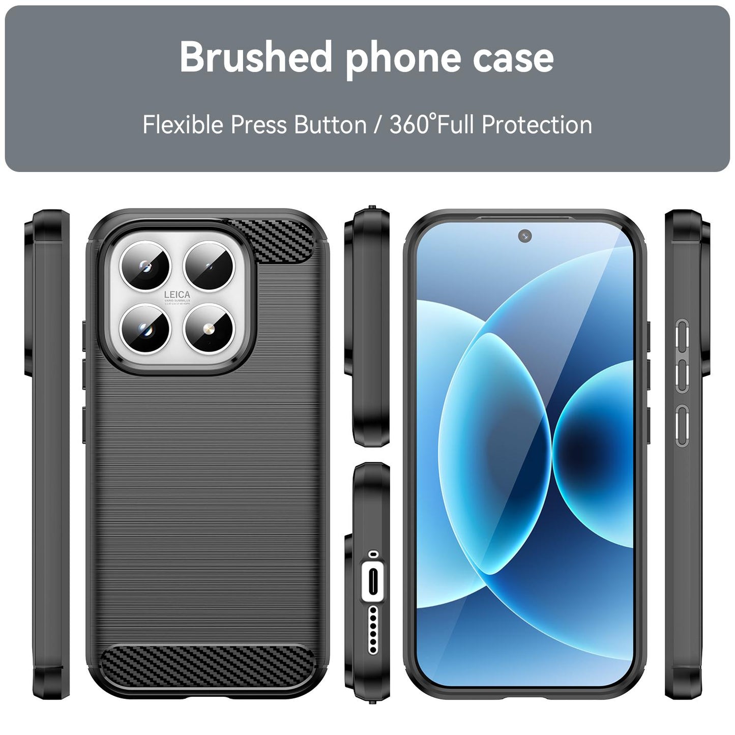 Xiaomi 17 Carbon Fiber Brushed Texture TPU Protective Phone Case Shockproof Slim Cover