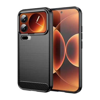 Xiaomi 17 Pro Carbon Fiber Brushed Texture TPU Protective Phone Case Shockproof Slim Cover
