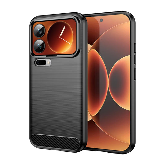Xiaomi 17 Pro Carbon Fiber Brushed Texture TPU Protective Phone Case Shockproof Slim Cover