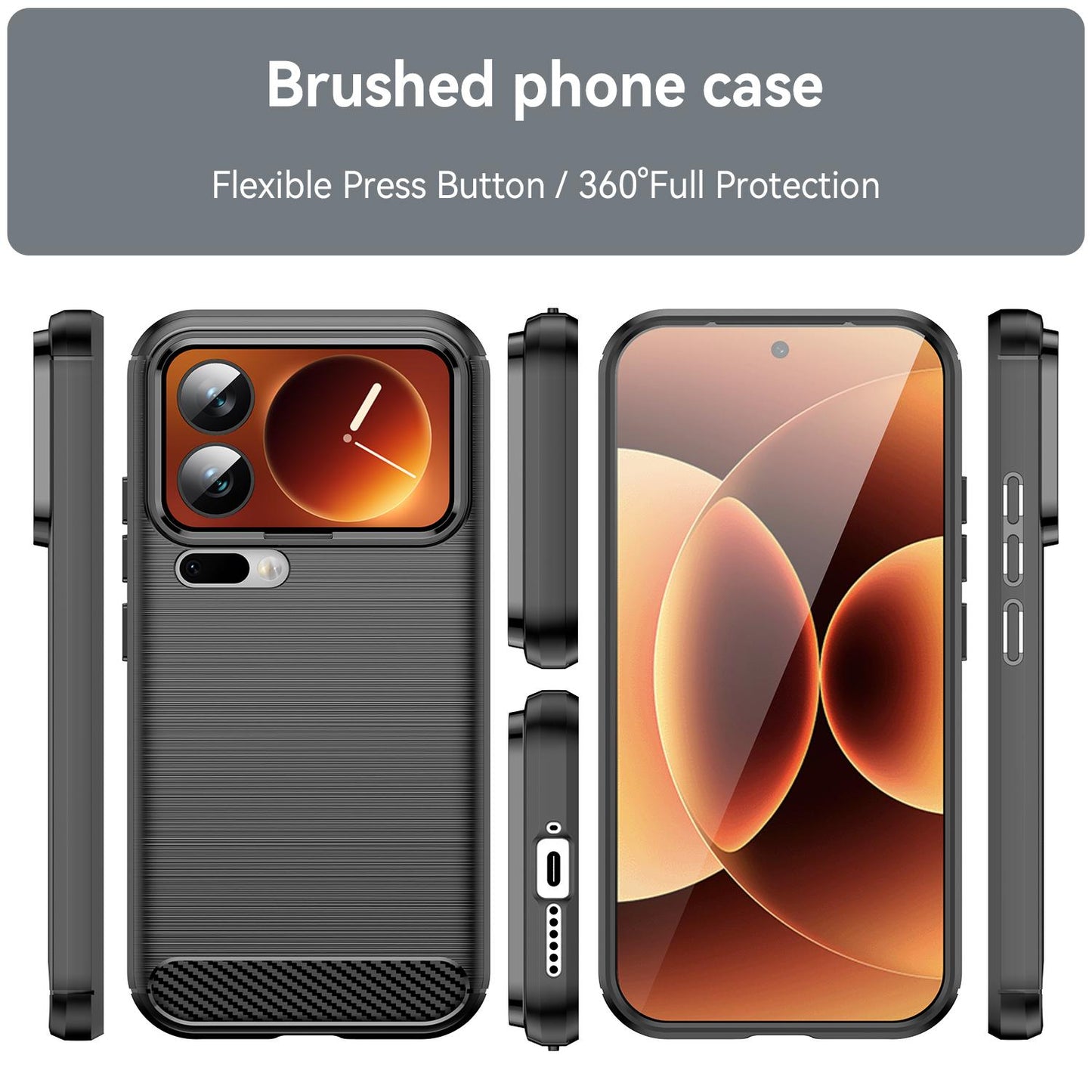 Xiaomi 17 Pro Carbon Fiber Brushed Texture TPU Protective Phone Case Shockproof Slim Cover