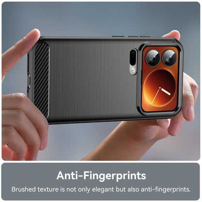 Xiaomi 17 Pro Carbon Fiber Brushed Texture TPU Protective Phone Case Shockproof Slim Cover