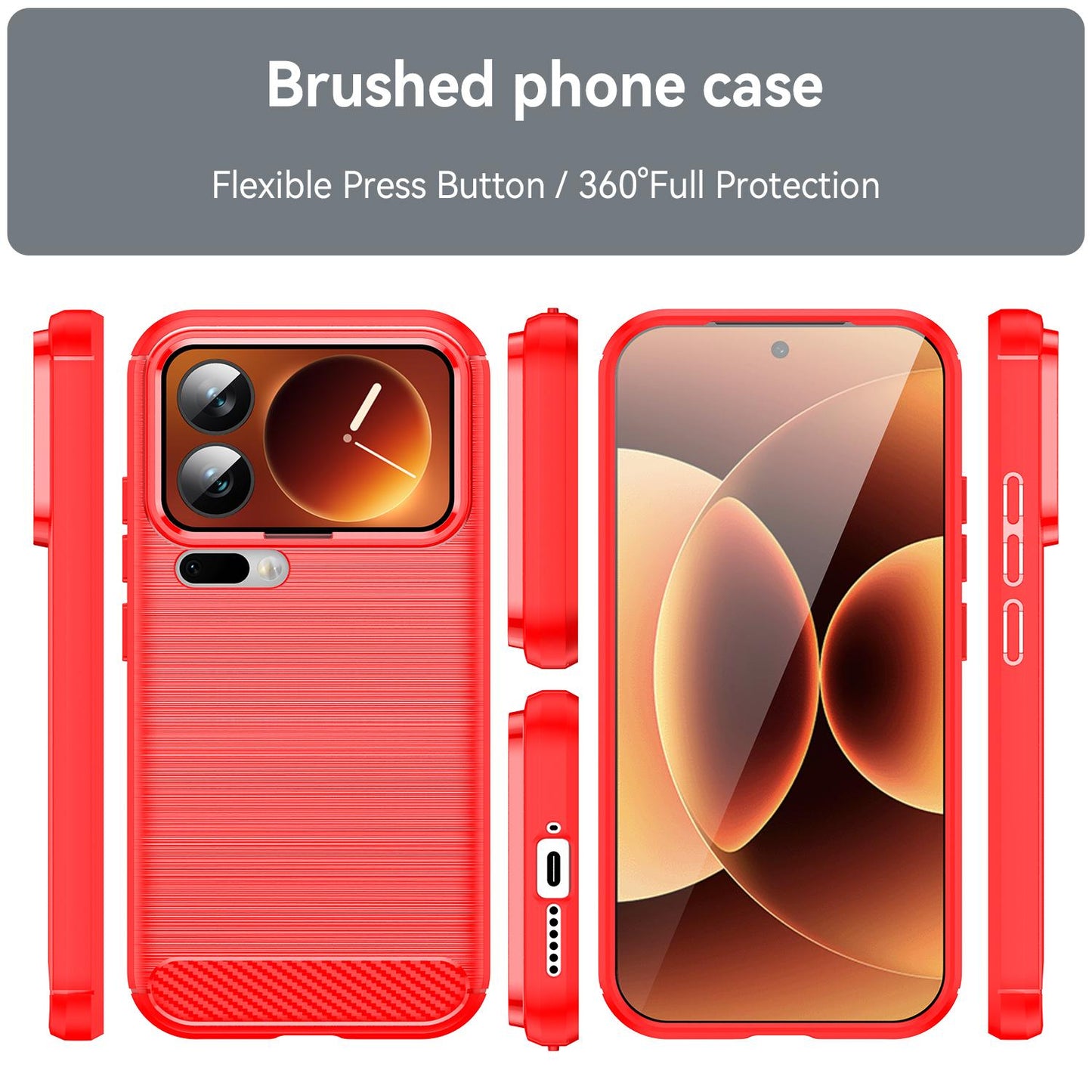 Xiaomi 17 Pro Carbon Fiber Brushed Texture TPU Protective Phone Case Shockproof Slim Cover