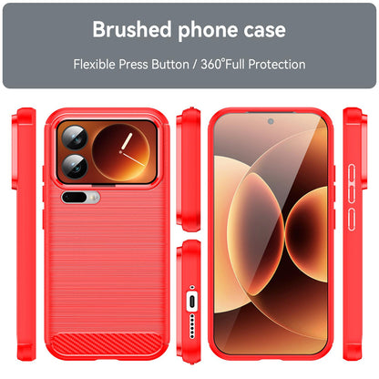 Xiaomi 17 Pro Carbon Fiber Brushed Texture TPU Protective Phone Case Shockproof Slim Cover