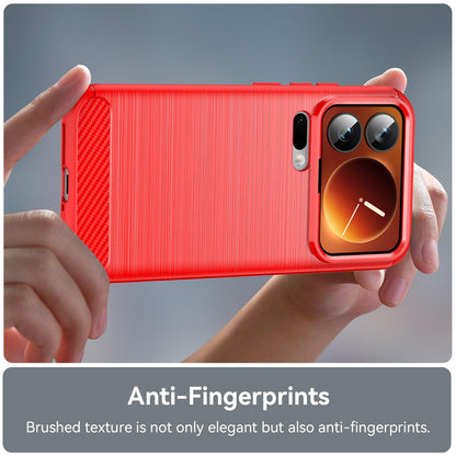 Xiaomi 17 Pro Carbon Fiber Brushed Texture TPU Protective Phone Case Shockproof Slim Cover
