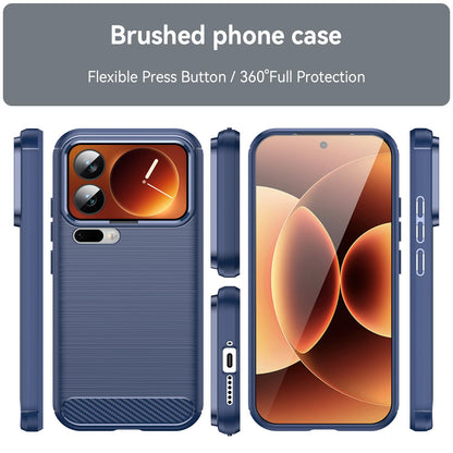 Xiaomi 17 Pro Carbon Fiber Brushed Texture TPU Protective Phone Case Shockproof Slim Cover