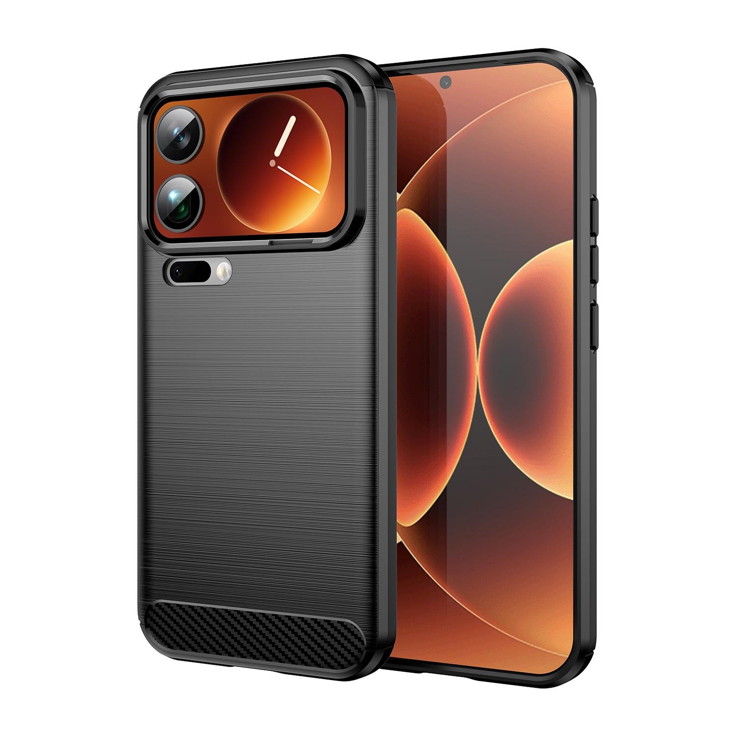 Xiaomi 17 Pro Max Carbon Fiber Brushed Texture TPU Protective Phone Case Shockproof Slim Cover