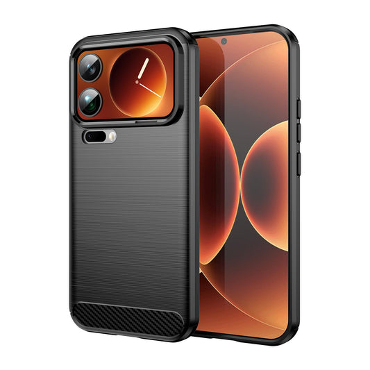 Xiaomi 17 Pro Max Carbon Fiber Brushed Texture TPU Protective Phone Case Shockproof Slim Cover