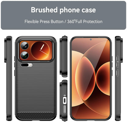 Xiaomi 17 Pro Max Carbon Fiber Brushed Texture TPU Protective Phone Case Shockproof Slim Cover