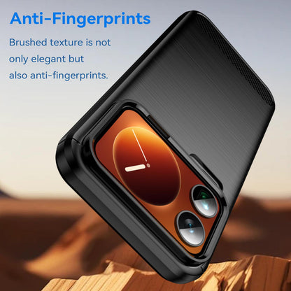 Xiaomi 17 Pro Max Carbon Fiber Brushed Texture TPU Protective Phone Case Shockproof Slim Cover