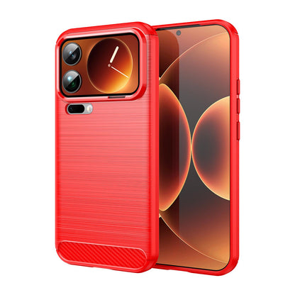 Xiaomi 17 Pro Max Carbon Fiber Brushed Texture TPU Protective Phone Case Shockproof Slim Cover