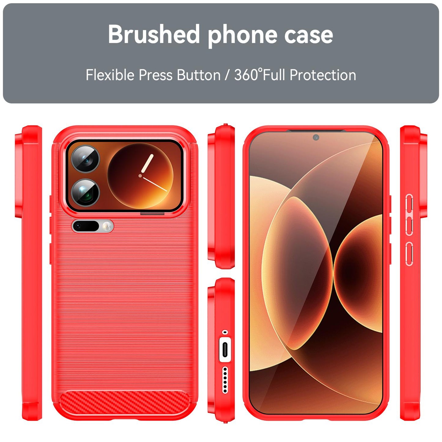Xiaomi 17 Pro Max Carbon Fiber Brushed Texture TPU Protective Phone Case Shockproof Slim Cover
