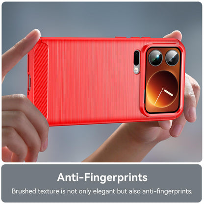 Xiaomi 17 Pro Max Carbon Fiber Brushed Texture TPU Protective Phone Case Shockproof Slim Cover