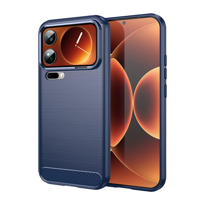 Xiaomi 17 Pro Max Carbon Fiber Brushed Texture TPU Protective Phone Case Shockproof Slim Cover