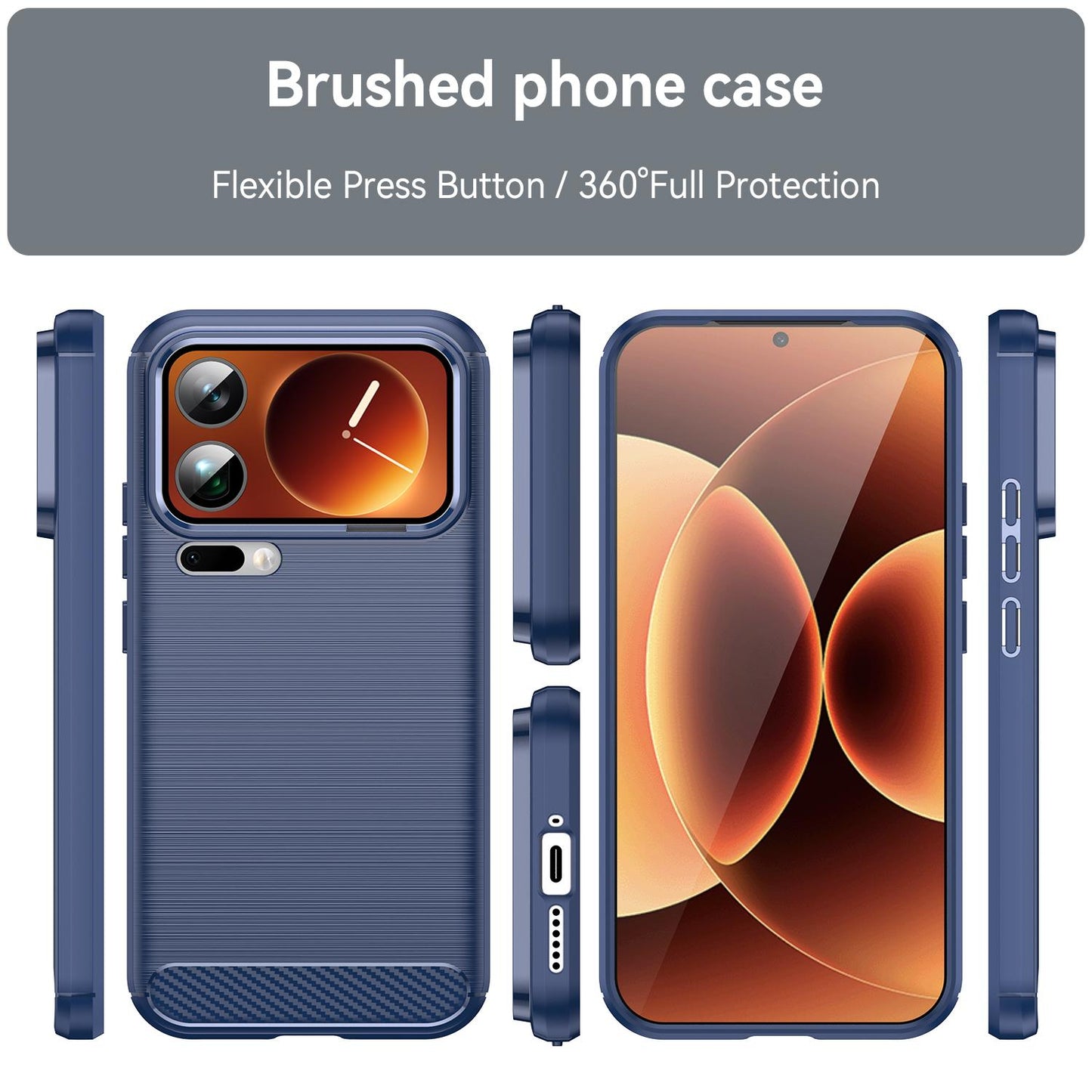 Xiaomi 17 Pro Max Carbon Fiber Brushed Texture TPU Protective Phone Case Shockproof Slim Cover