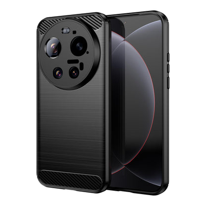 Xiaomi 17 Ultra Carbon Fiber Brushed Texture TPU Protective Phone Case Shockproof Slim Cover