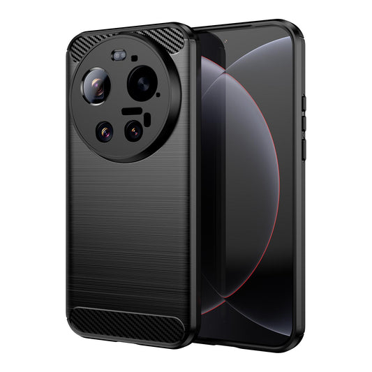 Xiaomi 17 Ultra Carbon Fiber Brushed Texture TPU Protective Phone Case Shockproof Slim Cover