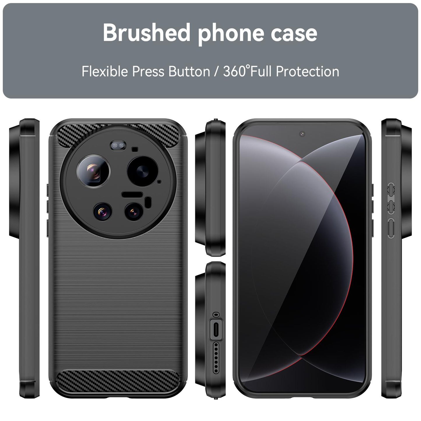 Xiaomi 17 Ultra Carbon Fiber Brushed Texture TPU Protective Phone Case Shockproof Slim Cover