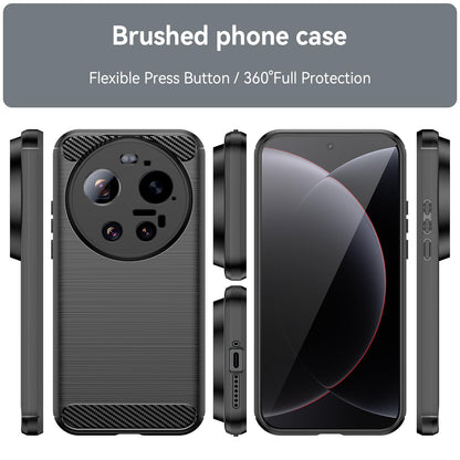 Xiaomi 17 Ultra Carbon Fiber Brushed Texture TPU Protective Phone Case Shockproof Slim Cover