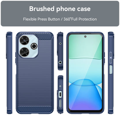 Xiaomi Poco M6 4G Carbon Fiber Brushed Texture TPU Protective Phone Case Shockproof Slim Cover