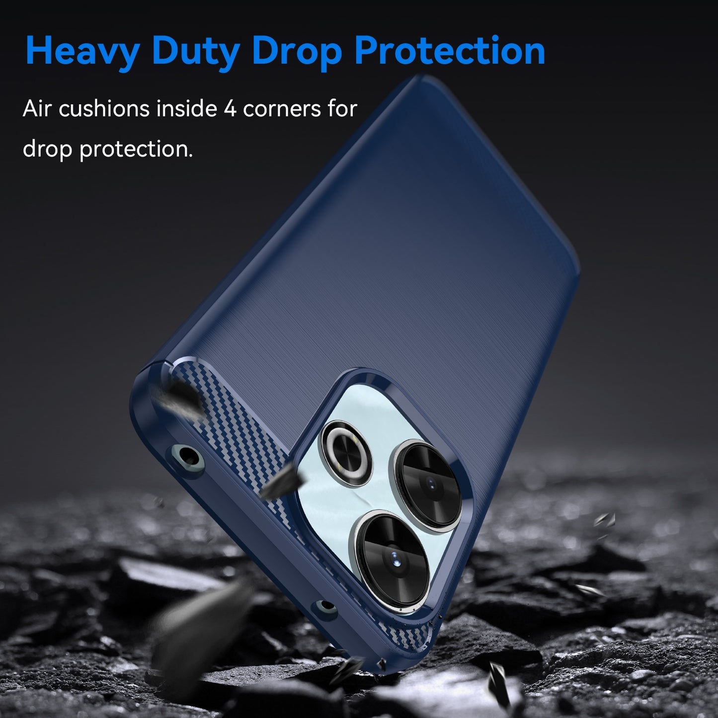 Xiaomi Poco M6 4G Carbon Fiber Brushed Texture TPU Protective Phone Case Shockproof Slim Cover