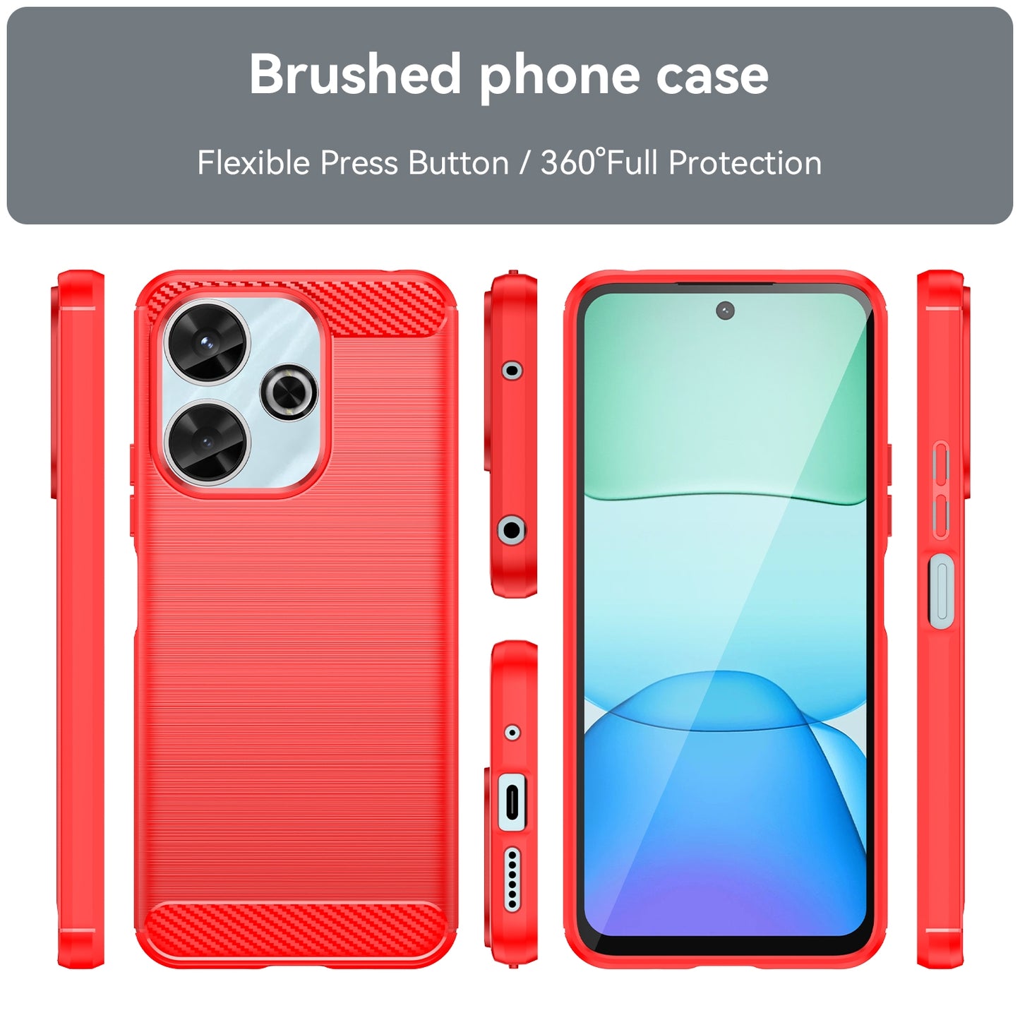 Xiaomi Poco M6 4G Carbon Fiber Brushed Texture TPU Protective Phone Case Shockproof Slim Cover