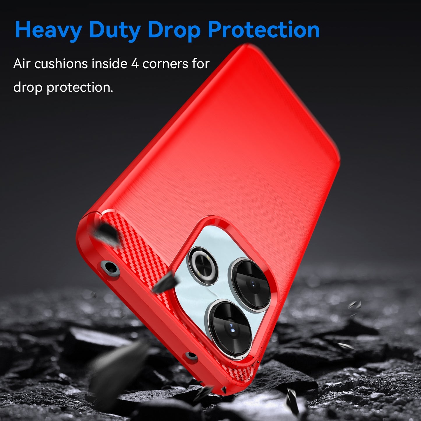 Xiaomi Poco M6 4G Carbon Fiber Brushed Texture TPU Protective Phone Case Shockproof Slim Cover