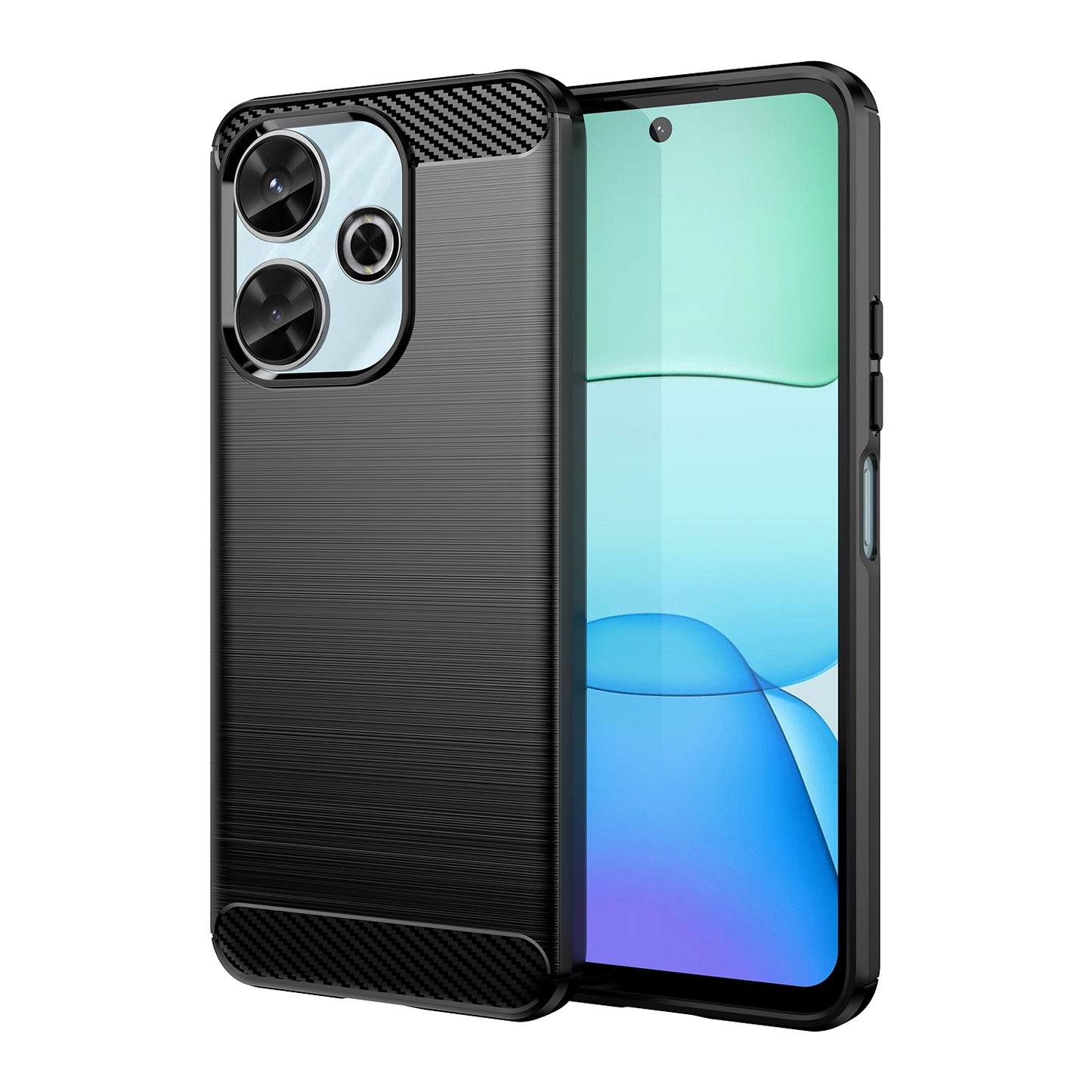Xiaomi Poco M6 4G Carbon Fiber Brushed Texture TPU Protective Phone Case Shockproof Slim Cover