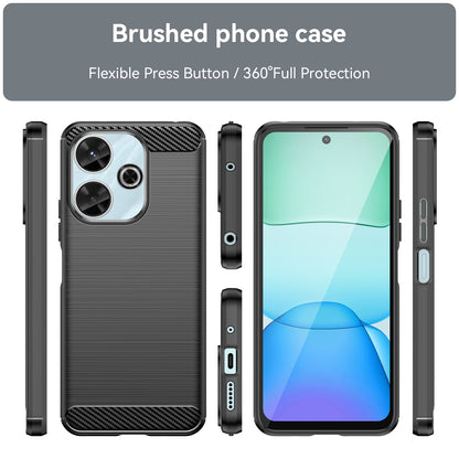 Xiaomi Poco M6 4G Carbon Fiber Brushed Texture TPU Protective Phone Case Shockproof Slim Cover